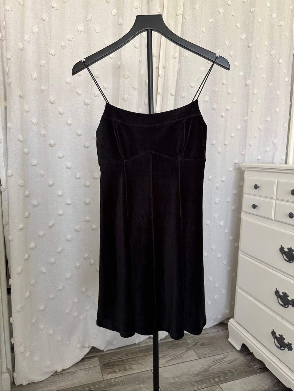 wild fable Black Velvet Slip Mini Dress with Spaghetti Straps